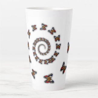 Caneca De Café Latte Borboletas Espirais