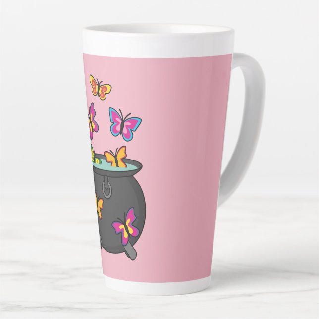 Caneca De Café Latte Borboletas mágicas de caldeirão (Ângulo direito)