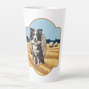 Caneca De Café Latte Borda Collie na Fazenda