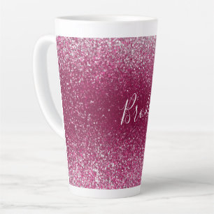 Caneca De Café Latte Borgonha e relva prateada