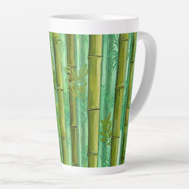 Caneca De Café Latte Bosque de Bambu Matizes de Verdes Quentes e Frios (Ângulo direito)