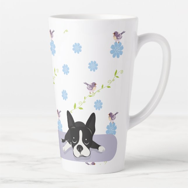Caneca De Café Latte Boston Terrier (Direita)