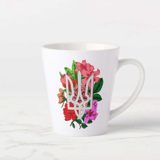 Caneca De Café Latte Botânica e ucraniana Trident Trizub (Direita)