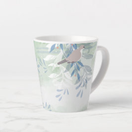 Caneca De Café Latte Botânica Pássaro Floral Natureza
