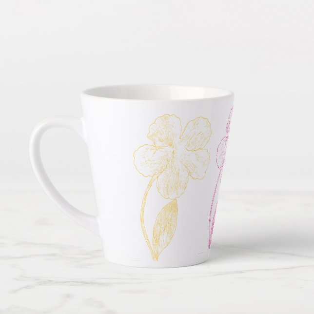 Caneca De Café Latte Botanical Floral Trio Latte Mug (Esquerda)