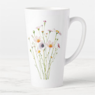 Caneca De Café Latte Bouquet de aquarela de flores silvestres