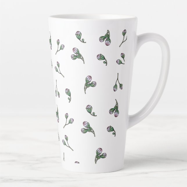 Caneca De Café Latte Bourgeons de fleurs roses (Direita)