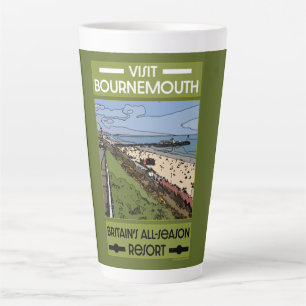 Caneca De Café Latte Bournemouth Vintage Retro Seaside
