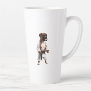 Caneca De Café Latte Boxer Dog Play Karate, Boxer Dog Karate Player
