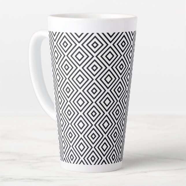 Caneca De Café Latte Branco E Preto (Ângulo esquerdo)
