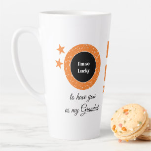 Caneca De Café Latte Branco laranja tão sortudo Avô com foto