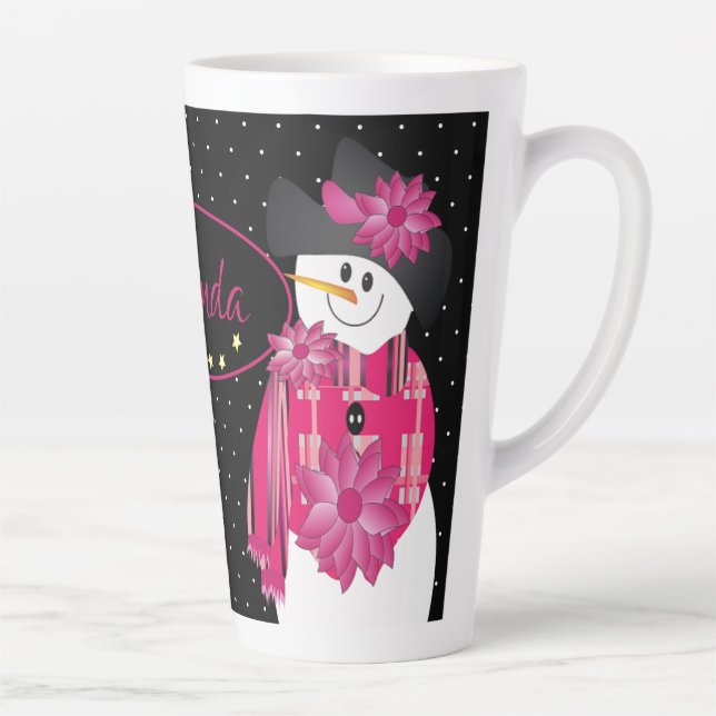 Caneca De Café Latte Branco Preto E Rosa (Direita)