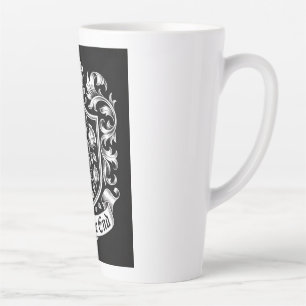 Caneca De Café Latte Brasão Heráldico Vintage com Rosas – Até o Fim 