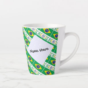 Caneca De Café Latte Brasil e Bandeira Brasileira São Personalizados