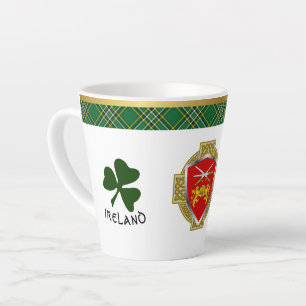 Caneca De Café Latte Brennan Irish Shield & Tartan Personalizado