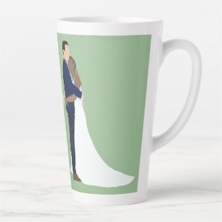 Caneca De Café Latte Bridal Couple, skin tones Variation 2