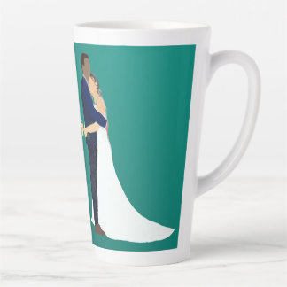 Caneca De Café Latte Bridal Couple, skin tones Variation 5