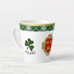 Caneca De Café Latte Brien Irish Shield & Tartan Personalizado