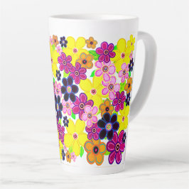 Caneca De Café Latte Bright Abstrato Flower Art