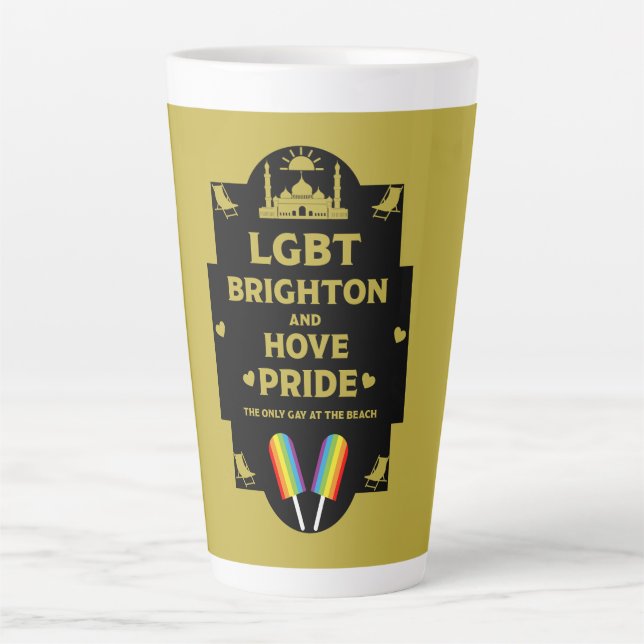 Caneca De Café Latte Brighton Orgulho gay (Frente)