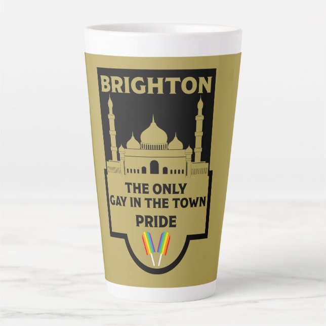 Caneca De Café Latte Brighton Orgulho gay - Brighton England LGBT - (Frente)