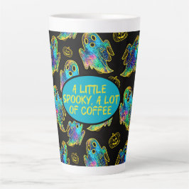 Caneca De Café Latte Brilho Falso Fantasma Bonito de Halloween