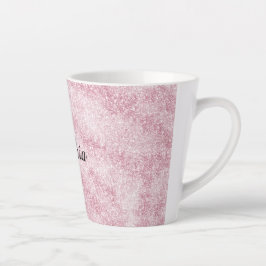 Caneca De Café Latte Brilho Rosa Glitter Faísca Natal