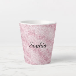 Caneca De Café Latte Brilho Rosa Glitter Faísca Natal