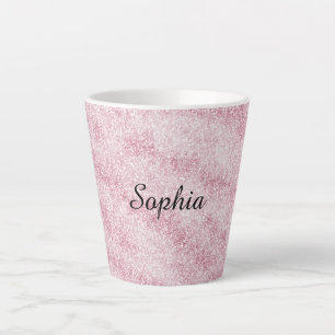 Caneca De Café Latte Brilho Rosa Glitter Faísca Natal
