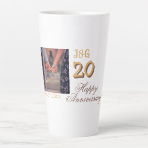 Caneca De Café Latte Brindemos a 20 Anos feliz aniversário adicionar fo
