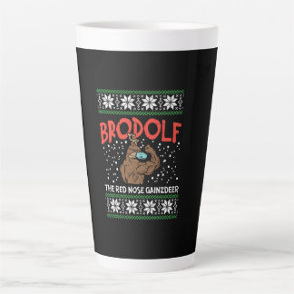 Caneca De Café Latte Brodolf Em Mask Muscle Workout Gym Ugly Xmas