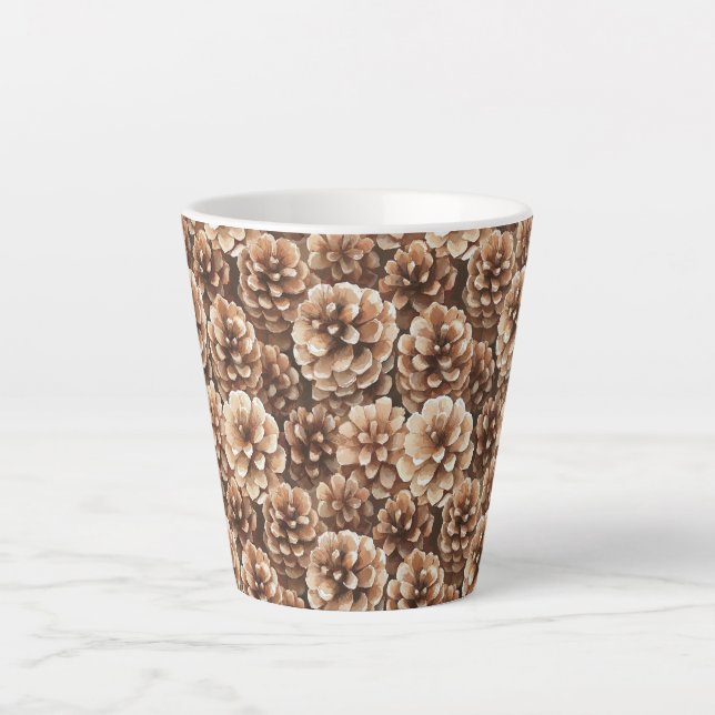 Caneca De Café Latte Brown Pine Cones   (Frente)