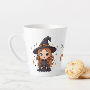 Caneca De Café Latte Bruxa de Halloween Maciça   Spooky Adorable