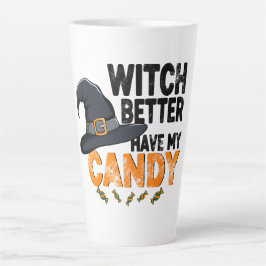 Caneca De Café Latte Bruxa Melhor Ter Meu Doce De Halloween 