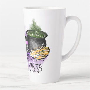 Caneca De Café Latte Bruxas Vibes - Café de Halloween assustador