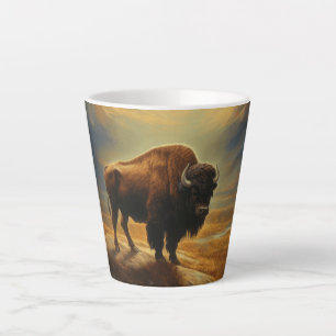 Caneca De Café Latte Buffalo Bison Sunset Silhouette