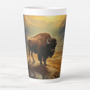 Caneca De Café Latte Buffalo Bison Sunset Silhouette