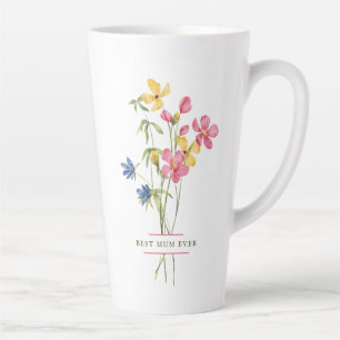 Caneca De Café Latte Buquê de flor selvagem - Melhor Mãe de sempre