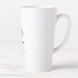 Caneca De Café Latte Buquê de Flores Desenhadas Rosa