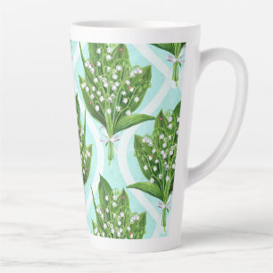 Caneca De Café Latte Buquê de lírio das flores do vale em azul