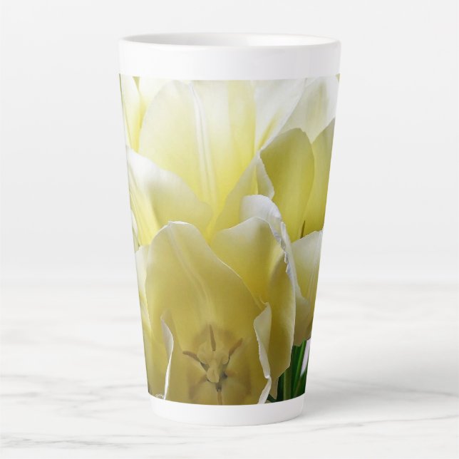 Caneca De Café Latte Buquê de Tulipa Amarelo (Frente)