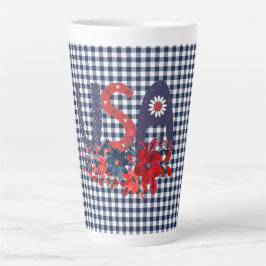 Caneca De Café Latte Buquê Patriótico Red White e Blue USA