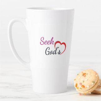 Caneca De Café Latte Busque o Coração de Deus