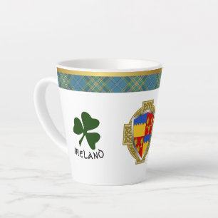 Caneca De Café Latte Butler Irish Shield & Tartan Personalizado