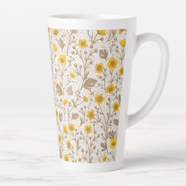 Caneca De Café Latte Buttercups, amarelo e marrom (Direita)