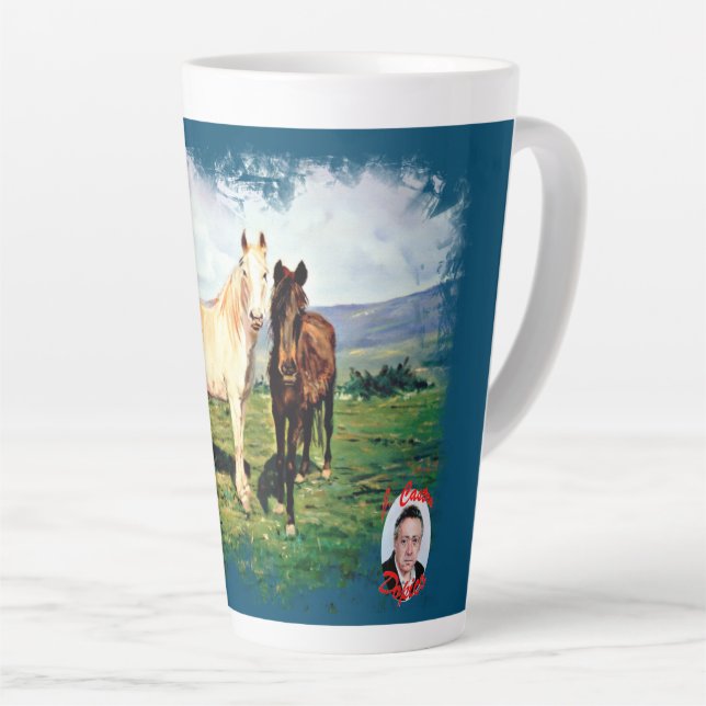 Caneca De Café Latte Caballos (Ângulo direito)