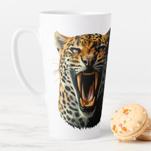 Caneca De Café Latte Cabeça de ataque com picos-leopardo