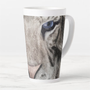 Caneca De Café Latte Cabeça de Tigre Branco Estética da Vida Selvagem