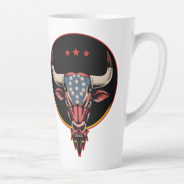 Caneca De Café Latte Cabeça de touro Patriótica, um touro Americano.