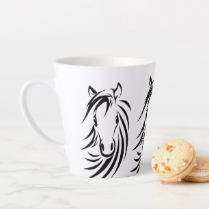 Caneca De Café Latte Cabeças de Cavalo Negro